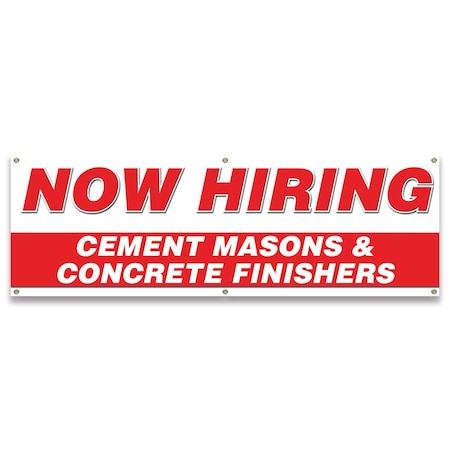 Now Hiring Cement Mixers & Concrete Finishers Banner Apply Inside Accepting Application Single Sided